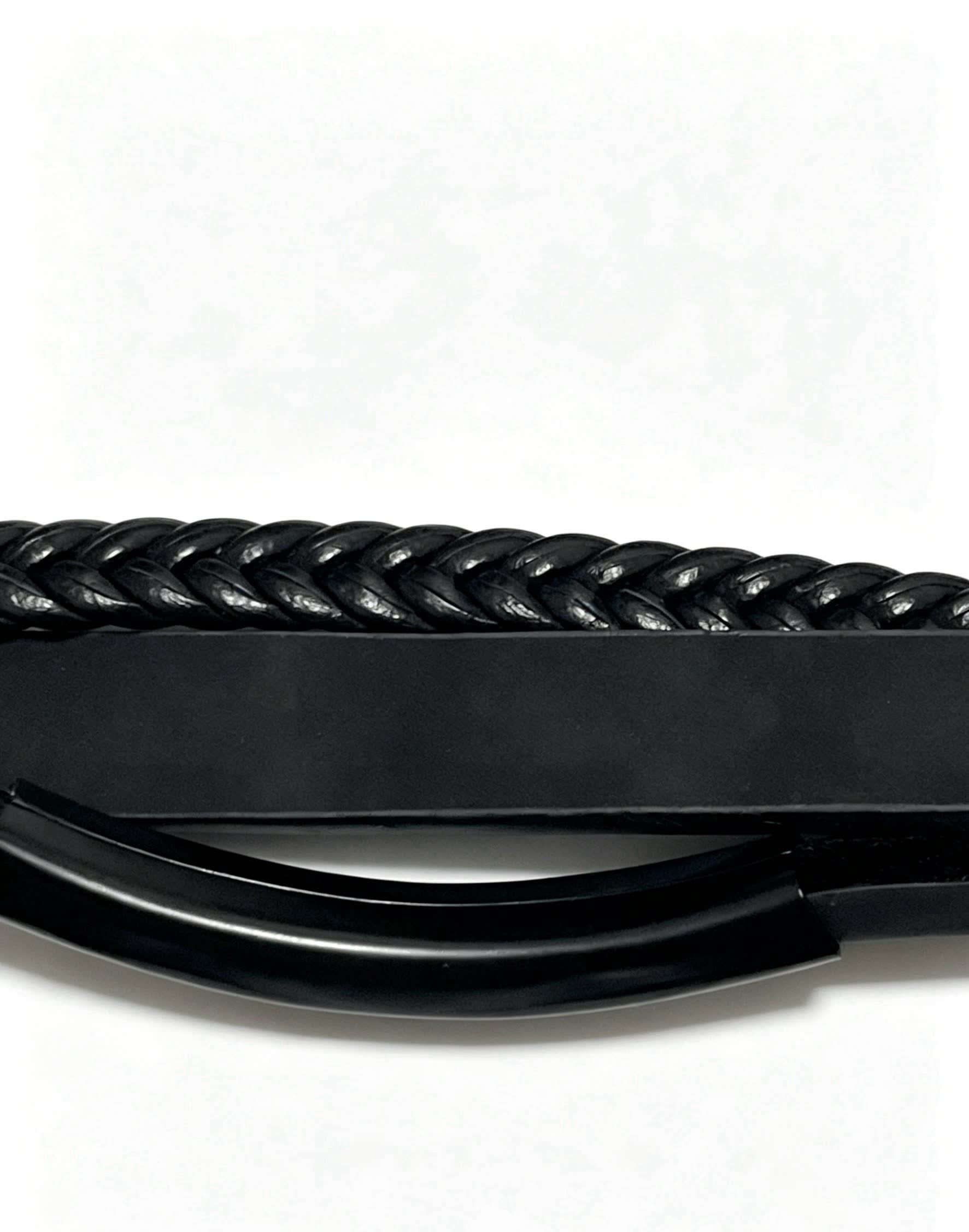 Chrome Hearts Black Braided Leather Bracelet with Cross Design